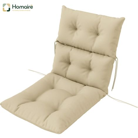 HOMAIRE Sitzkissen beige 115x56 cm mit Bindebändern, Rückenlehne, 10cm dickem Polster und wasserabweisendem Stoff für Haus, Garten und Büro