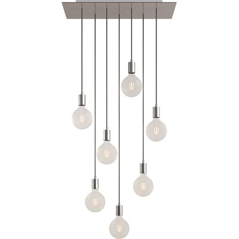 creative cables - Lampe suspendue à 7 chutes avec Rose-One XXL rectangulaire 675 mm complète avec câble textile et garniture métallique (1/5)