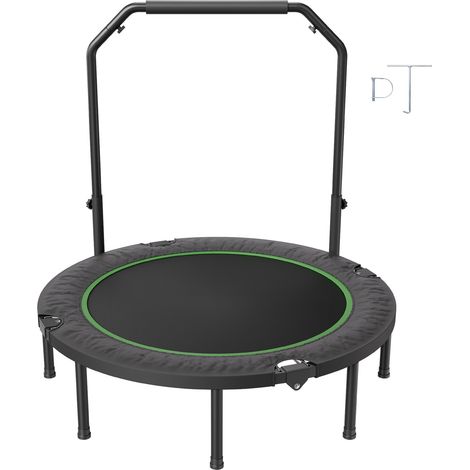 Mophorn Mini Trampoline Pliable, 52 Pouces Fitness Rebounder, Charge Maximale 450lbs, Stable et Silencieux, Poignée en Mousse Réglable à 4 Niveaux, pour Entraînement Intérieur/Jardin Adultes