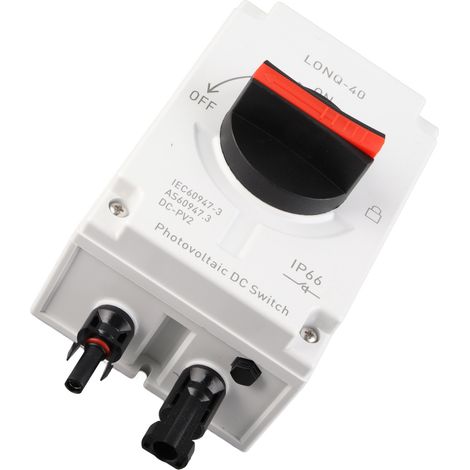 Interrupteur sectionneur solaire DC 1500V 32A 4P IP66 étanche isolé pour camping-car photovoltaïque (1/5)