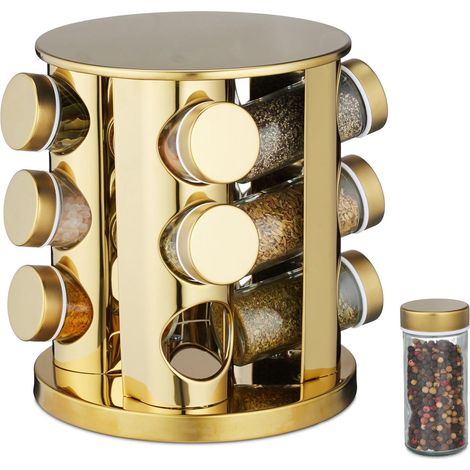 Carrusel para especias doradas con 12 vasos