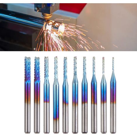 Set mit 10 Hartmetall-PCB-Fräsern, Gravier- und Schneidbohrern, Durchmesser 0,8–3,175 mm, für CNC-Fräsen (1/5)