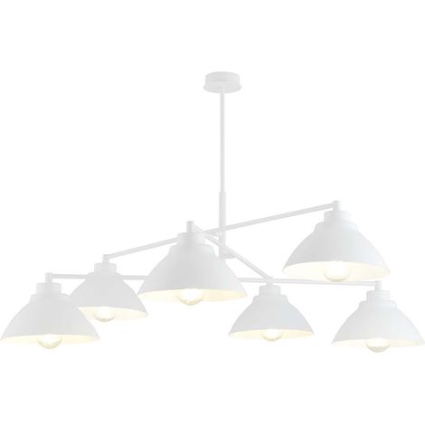 Lampadario Minimal Gemini Acciaio Bianco 6 Luci E27 (1/5)