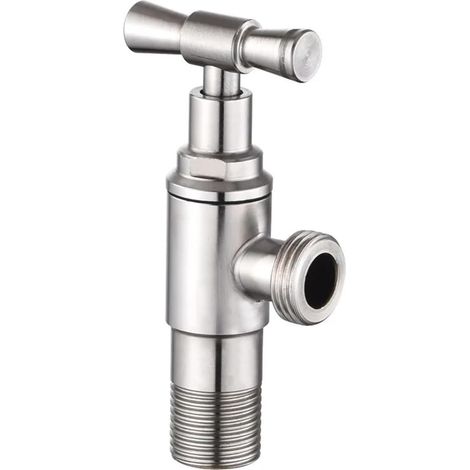 Vanne d'angle en acier inoxydable G1/2, 1 pièce, entrée, sortie unique, arrêt d'eau for toilettes, cuisine, robinet domestique (1/5)