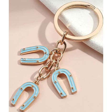 BIANCO - Portachiavi modello Enya Gold con pendenti colorati a forma di ferro di cavallo