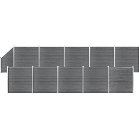 Ensemble de clôture WPC 10 Carré + 1 Incliné 1830x186 Gris (1/5)