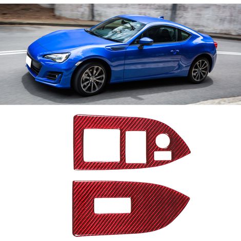 2 pièces de garniture de panneau de lève-vitre en fibre de carbone rouge, compatible avec Subaru BRZ (1/5)