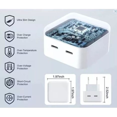 Chargeur Rapide 35W Double USB C + 2 Câbles USB-C vers USB-C pour Samsung Galaxy S21 Ultra 5G -Samsung Galaxy S22 5G - Yuan Yuan (1/4)