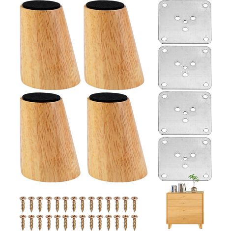 4 Piè 6 cm Augmenter Pied Meuble Bois, Stable de Meuble Bois Inclinés (1/5)