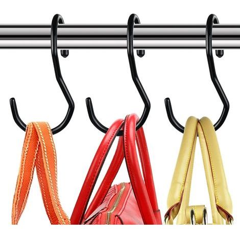 CCYKXA Set of 8 Handbag Hangers for Closet, Unique Twisted Design, Large Hooks for Hanging Handbags, Belts, Scarves - Black (1/5)