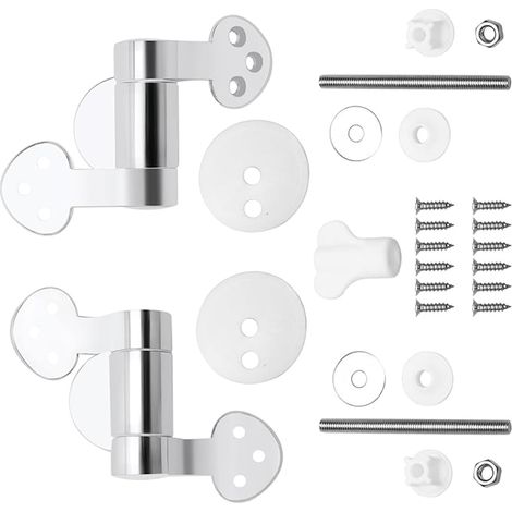 Charnières de siège de toilette, ferrures pour siège de toilette à fermeture amortie, kit de fixation pour siège de toilette, accessoires de remplacement pour charnières et ferrures de siège de toilet (1/5)
