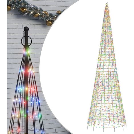 vidaXL Árbol de Navidad en asta de bandera 1534 LED colores 500 cm
