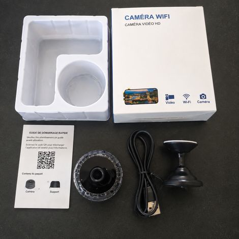 Mini caméra de surveillance intérieure WiFi 480P sans fil noire 480p 14 × 9 × 11 cm 100 g – Livraison gratuite
