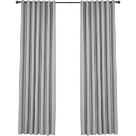 Rideaux Occultants Isolants Thermiques - Design Moderne à Oeillets - Gris Clair 132x240 cm