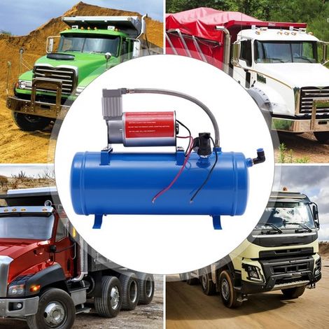DC 12V Air Compressor 150psi with Universal 6 Liter Tank Train Air Horn Kit New (1/5)