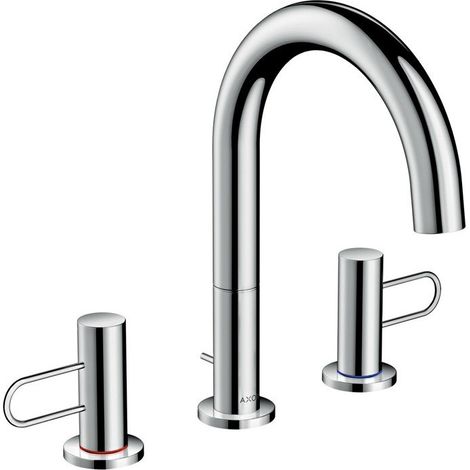 Mélongeur lavabo 200 3 trou s, poignées étriers, tirette et vidage laiton poli