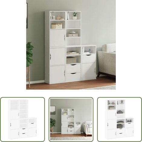 vidaXL Beistellschrank Weiß - Beistellschränke 5 Stk. ODDA Weiß 40x24x79 cm Massivholz Kiefer (1/5)