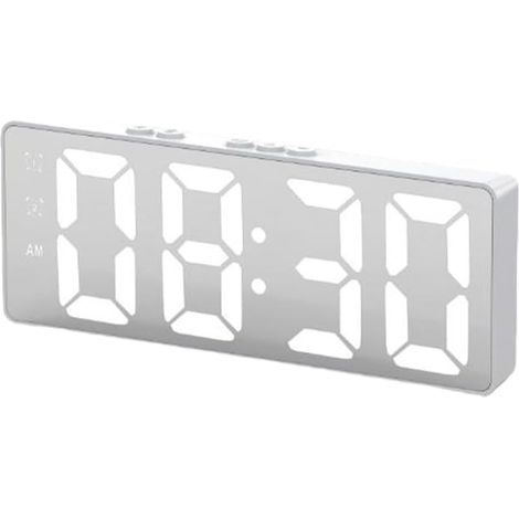 Réveil numérique double alarme LED grand écran affichage de la température intérieure Format 12 ou 24 heures Snooze USB ou alimenté par mémoire de temps Plastique 16 x 2,6 x 6,2 cm Chambre (1/5)