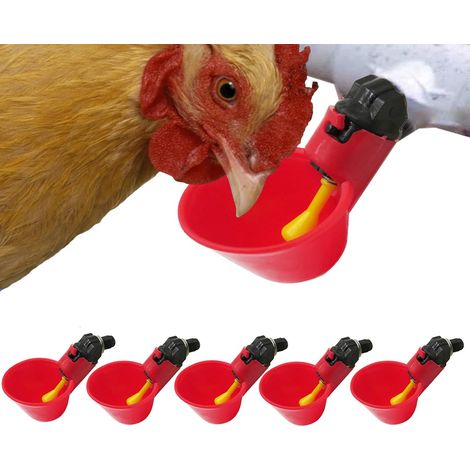 QAZQA Automatique Abreuvoir,6 PCS Buveur de volaille,Poulet Abreuvoir D'eau,Buveurs Automatiques Abreuvoirs en Plastique Rouge Backyards Canard Oiseau Caille Pigeon Poule Alimentation D'eau Bol (1/5)
