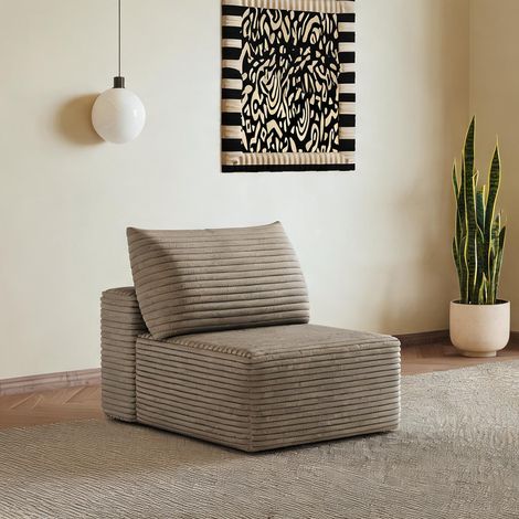 Fauteuil relax en tissu camel 1 place 70 x 95 x 83 cm (1/4)