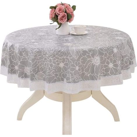 Mantel redondo de 180 cm, fácil de limpiar, antideslizante, impermeable y lavable, fabricado en poliéster y PVC antiarrugas.