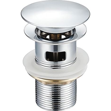 Sink drain with overflow, drain plug, retractable drain plug, universal drain plug for sinks and washbasins (silver) (1/5)