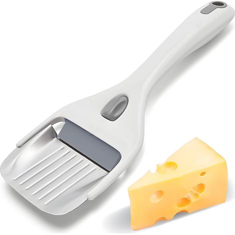 Coupe Fromage - 1 Pièce - Acier Inoxydable Et ABS - Épaisseur Réglable - Pour Raclette Et Cuisine - Blanc 23cm (1/5)