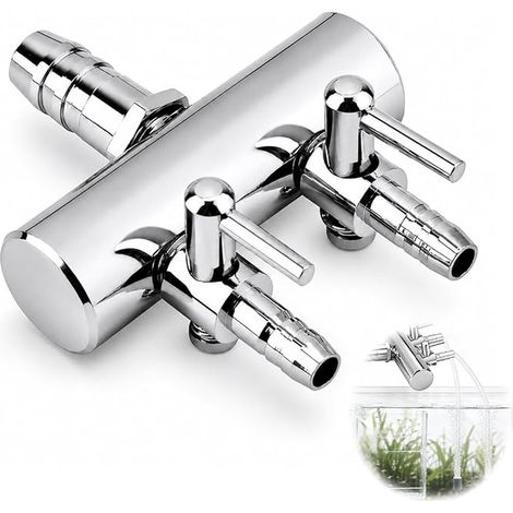 Distributeur d'air Aquarium Acier INOX Diviseur de Débit pour Tuyau de Pompe à Oxygène 4 mm Valve Bassin Raccord Argent (1/5)