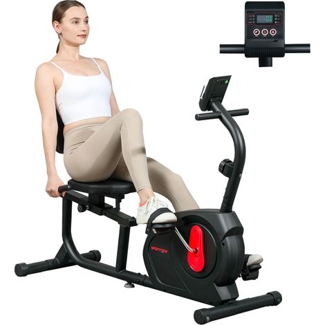 SPORTNOW bicicleta estática con respaldo resistencia magnética ajustable volante asiento ajustable pantalla LCD y soporte de teléfono carga 100 kg (1/5)