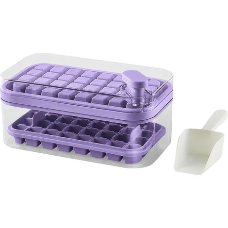 Grand bac à glaçons en silicone pour 64 cubes – congélateur flexible et réutilisable pour boissons (violet) - AquaForge (1/4)
