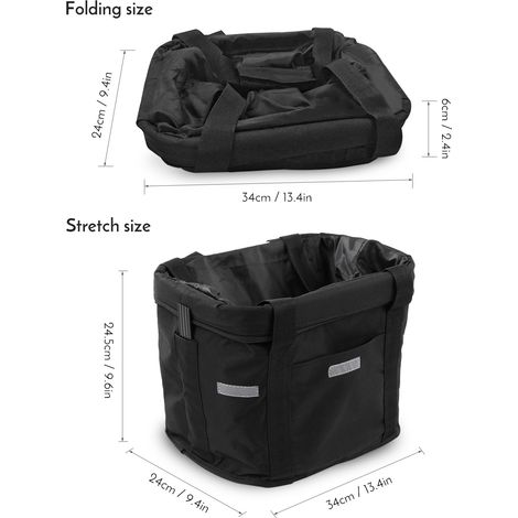 Vélo Avant Panier Amovible Étanche Vélo Guidon Panier Pet Carrier Cadre Sac 34 x 24 x 24,5 cm Noir (1/4)