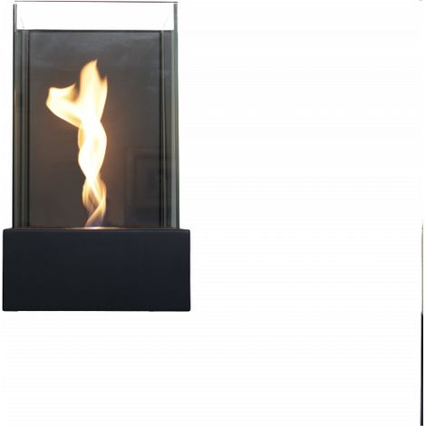 Biochimenea de pared / mesa Altea Negro 0,8 kW – 3 cristales de protección, llama en espiral, estructura de acero – Tecno Air System (1/4)