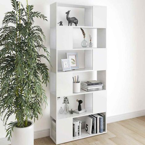 vidaXL Librería separador madera contrachapada blanco 80x24x186 cm (1/5)