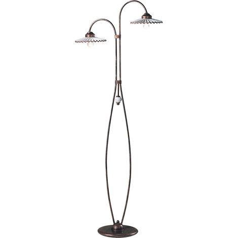 Piantana Classica L'Aquila Metallo E Ceramica Nero Sfumato Rame 2 Luci E27 (1/5)