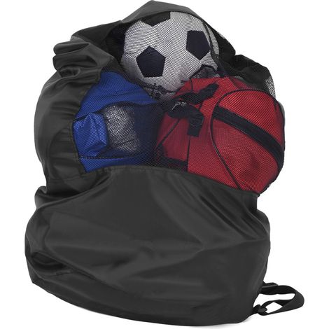 Sac de rangement filet à cordon pour ballons de basket, football, volley-ball et sports (1/5)