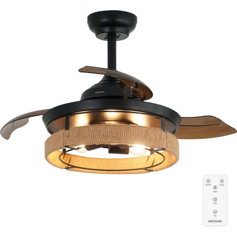 Ventilateur de Plafond avec Lumière EnergySilence Aero 3600 Invisible Natural Style - 25 W, Diamètre 91 cm, Télécommande, Minuterie 8 Heures, 6 Vitesses et 3 Pales, Été/Hiver (1/5)