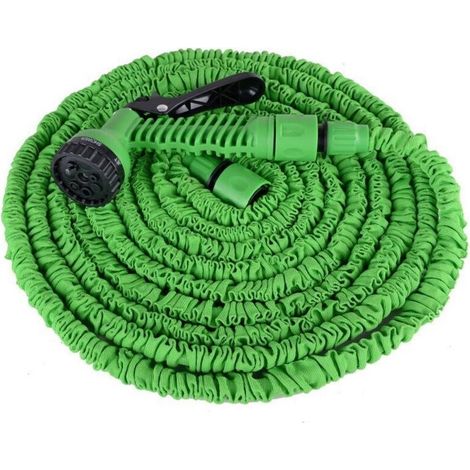 Ensemble de tuyau d'arrosage extensible Tuyau d'arrosage automatique extensible de 60 mètres avec 7 fonctions Tube intérieur en fibre haute résistance, système d'irrigation haute pression anti-explo