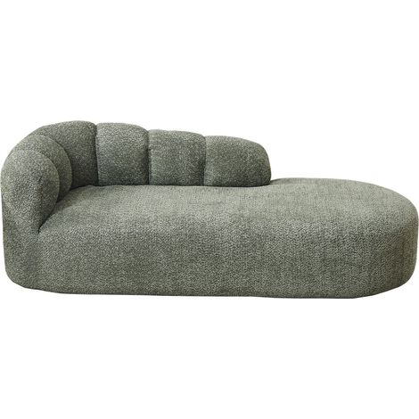 Chaise longue curva de chenilla verde, respaldo ondulado, sin reposabrazos, 204 x 87 x 66 cm (1/5)