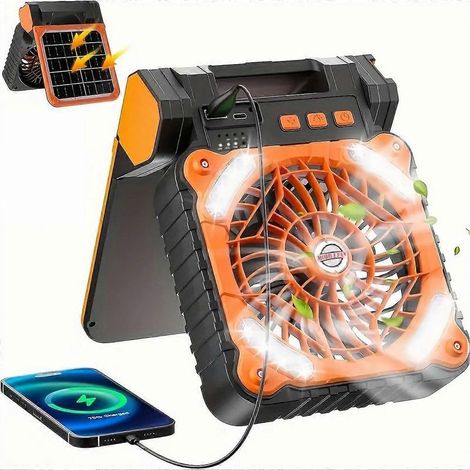 Solarventilator für Camping, mit Licht, 10400 mAh Akku, für Zelte, Zuhause und Outdoor-Aktivitäten (1/5)