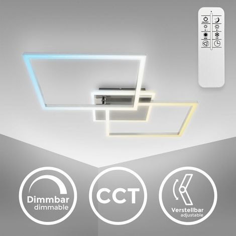 Deckenlampe 50x38,8 cm - 40W, 4200lm, LED, dimmbar, Fernbedienung, CCT, silberfarbig