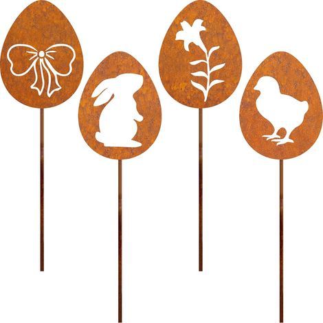 Oeufs de Pâques Rouillé Décoration de Jardin, Patine Rouille Naturelle, Jardin Décoration Fleur Rétro pour Jardin Terrasse Balcon (1/5)