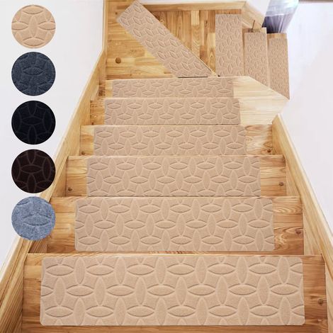 Tapis Anti-dérapant Pour Marches - En Polyester - Pour Intérieur Et Extérieur - Auto-adhésif - Beige - 22 x 4,5 x 70 cm - 1 Pièce (1/5)