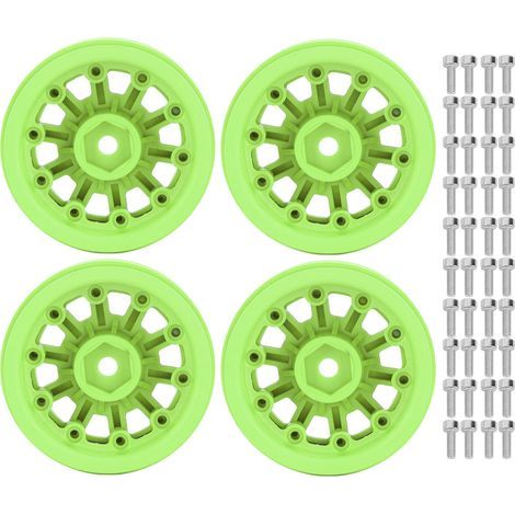 Jantes de roue RC 1,9 pouces Beadlock pour voitures de crawling Axial SCX10 et Traxxas 1/10, vert (1/5)