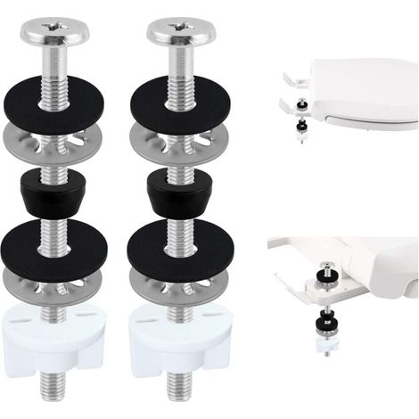 2 pièces boulons de siège de toilette, remplacement universel de vis de siège de toilette robuste, écrous de verrouillage en acier inoxydable de 3,35 pouces, rondelles en caoutchouc, joints, ki (1/4)