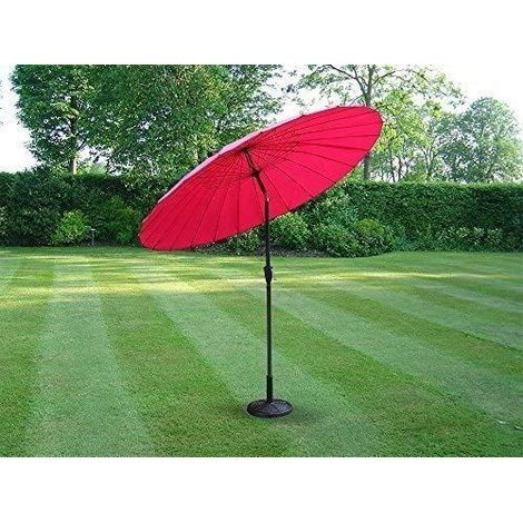 2m Patio Umbrella Garden Parasol with Aluminium Tilting and Crank Handle, Sunshade Protective Metal Powder Coated-Pink (1/3)