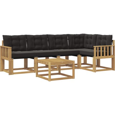 Outdoor Sofa Set with Cushion 6 pcs White and Black vidaXL