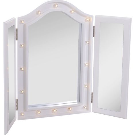 Miroir de Maquillage Florveven LED Pliable USB Hollywood Blanc (1/5)