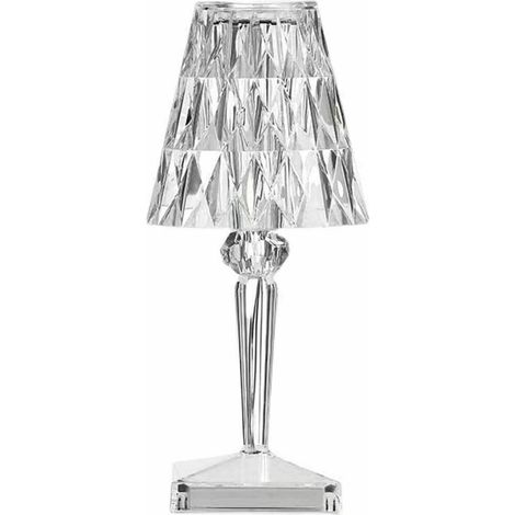 Lampe De Table En Cristal De Diamant, Lampe De Chevet De Chambre En Cristal Rechargeable Par Usb, Temperature/Luminosite Reglables, Type Tactile De Batterie Au Lithium - Avec batterie, type tactile (1/5)