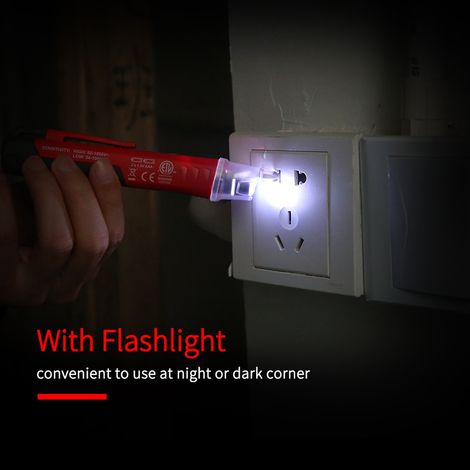 Comprobador de voltaje de CA portátil sin contacto UNI-T con forma de bolígrafo, alarma sonora y visual y linterna LED.