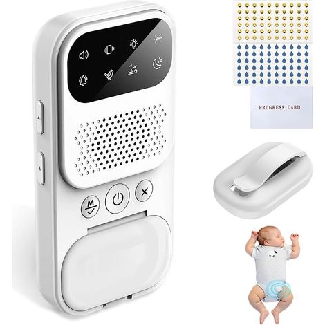 Alarme d'Énurésie Nocturne sans Fil, Alarme Anti-énurésie avec 3 Modes de Fonctionnement - Rechargeable par USB - Bruit Blanc Apaisant et Veilleuse - Détecteur l'Apprentissage de la Propreté (1/5)